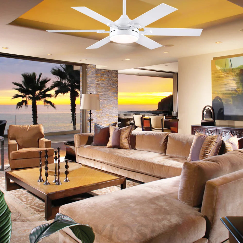 Modern Flush Mount Stainless Steel Ceiling Fan – Black or White Finish Chandelier
