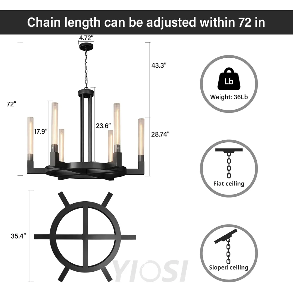 Modern glass tube chandelier