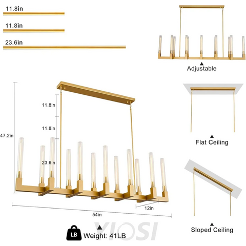 Modern glass tube chandelier