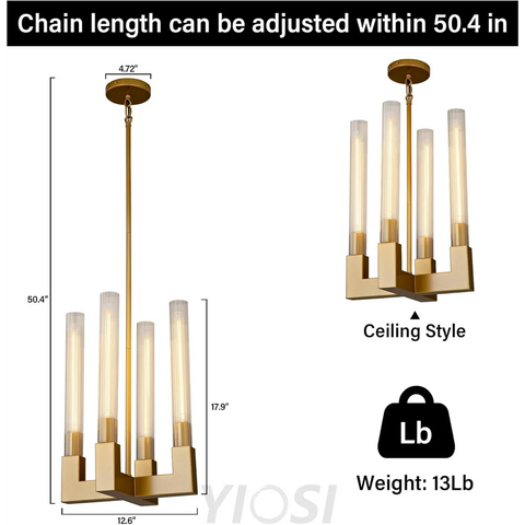 Modern glass tube chandelier