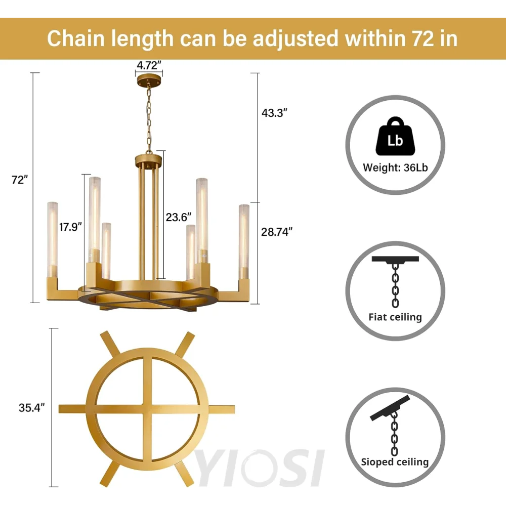 Modern glass tube chandelier