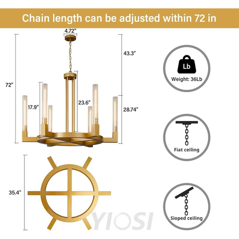 Modern glass tube chandelier