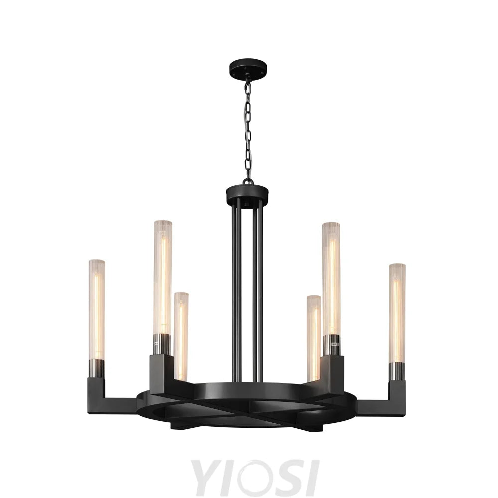 Modern glass tube chandelier Black / D35’’