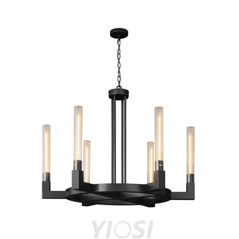 Modern glass tube chandelier Black / D35’’