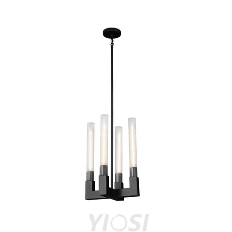 Modern glass tube chandelier Black / H19’’