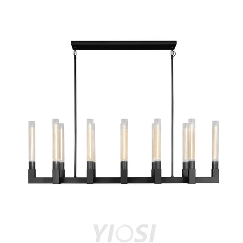 Modern glass tube chandelier Black / L54’’