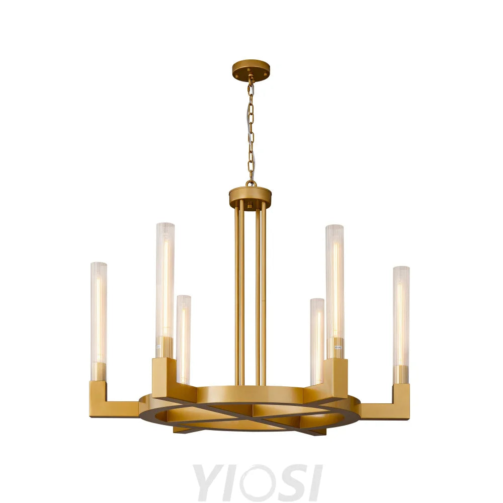 Modern glass tube chandelier Glod / D35’’