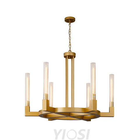 Modern glass tube chandelier Glod / D35’’