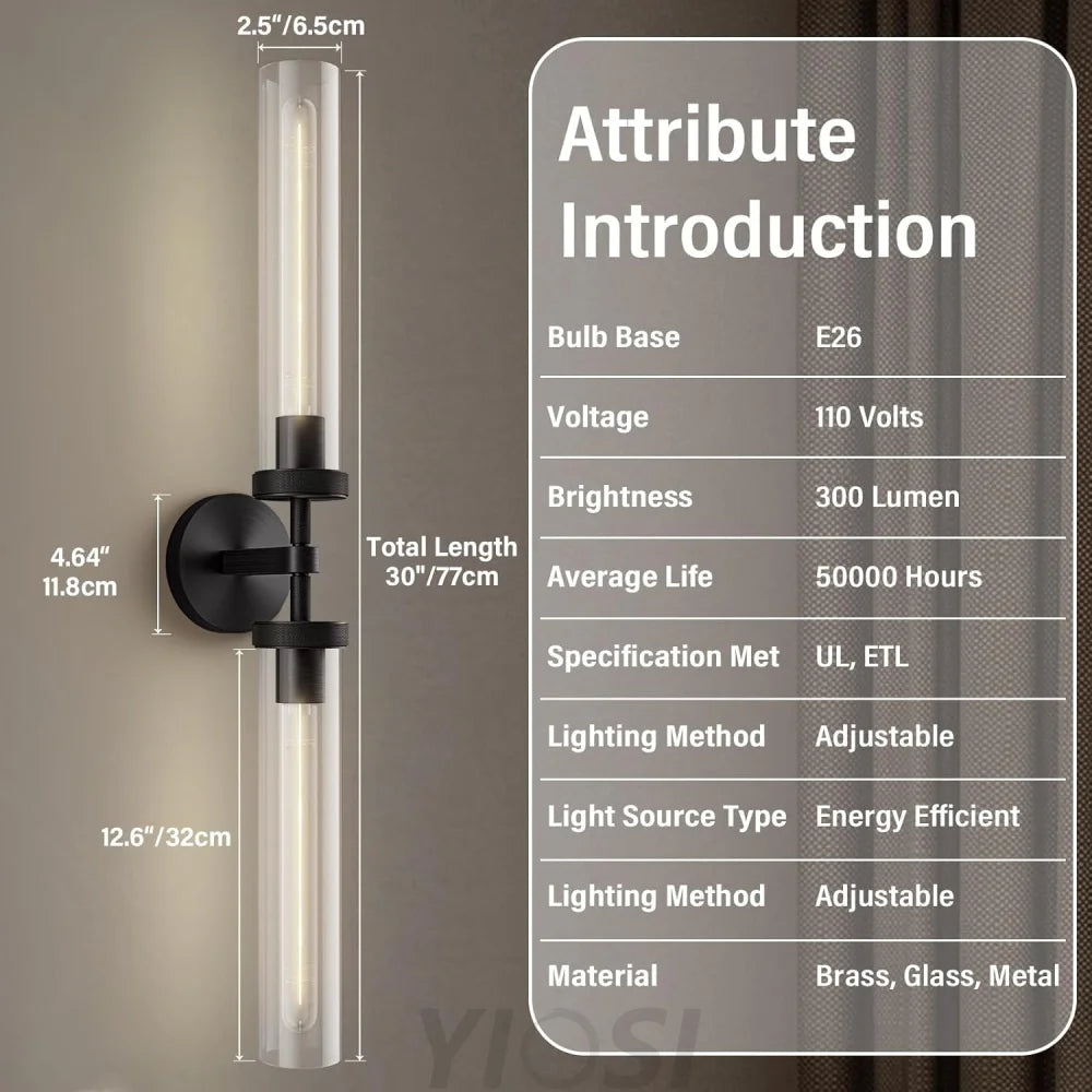 Modern glass tube wall lamp