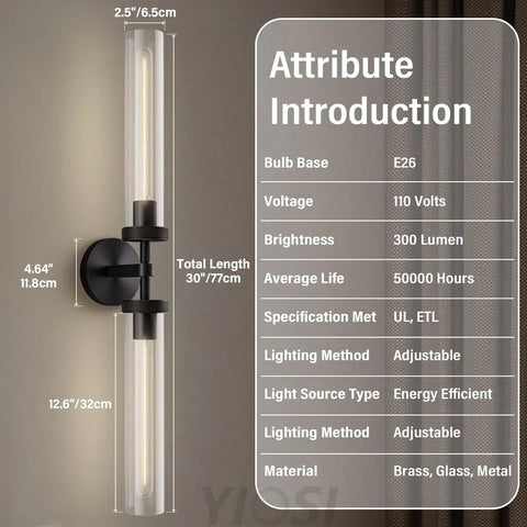 Modern glass tube wall lamp