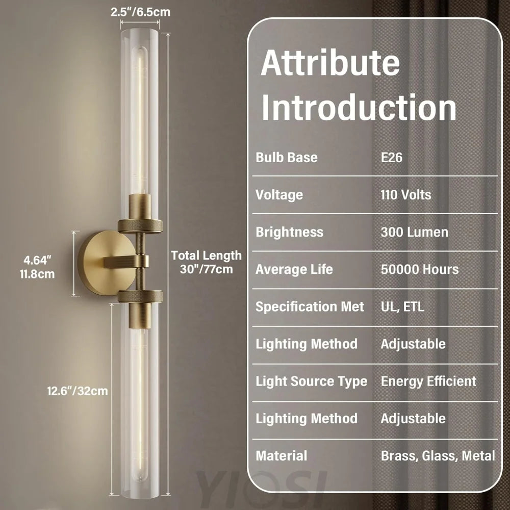 Modern glass tube wall lamp