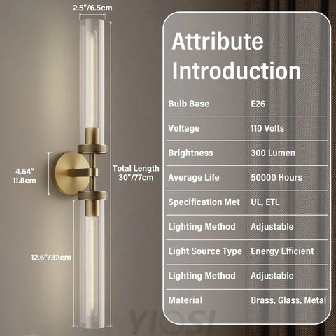 Modern glass tube wall lamp