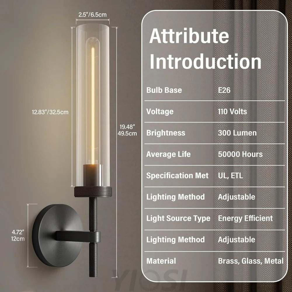 Modern glass tube wall lamp