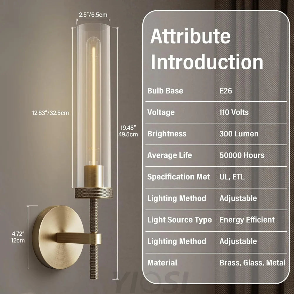 Modern glass tube wall lamp