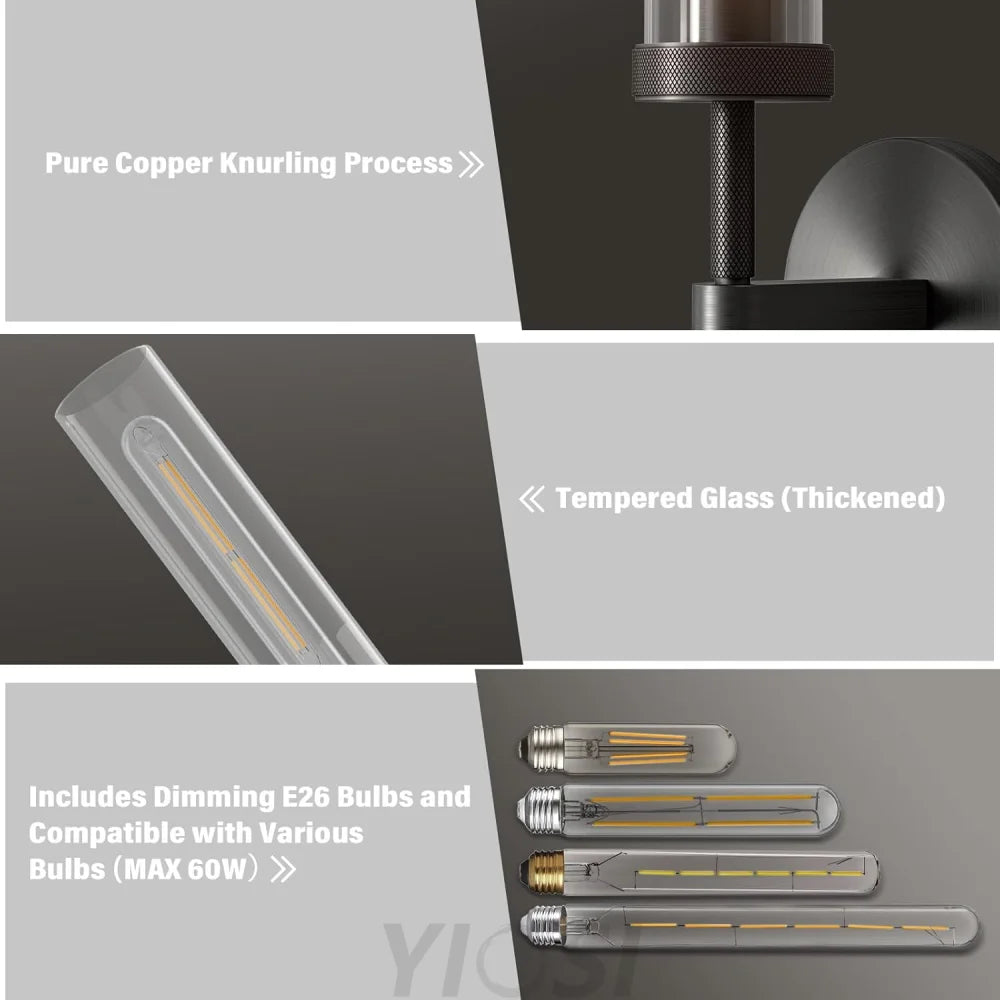 Modern glass tube wall lamp