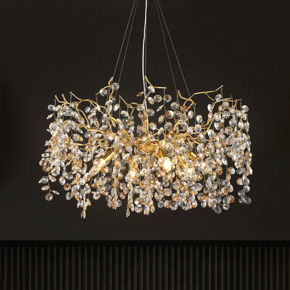 Modern Gold Crystal Chandeliers 31.5’’ D Branch Chandelier