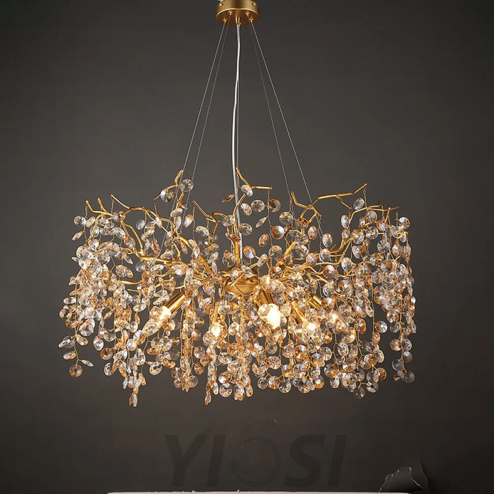 Modern Gold Crystal Chandeliers 31.5’’ D Branch Chandelier