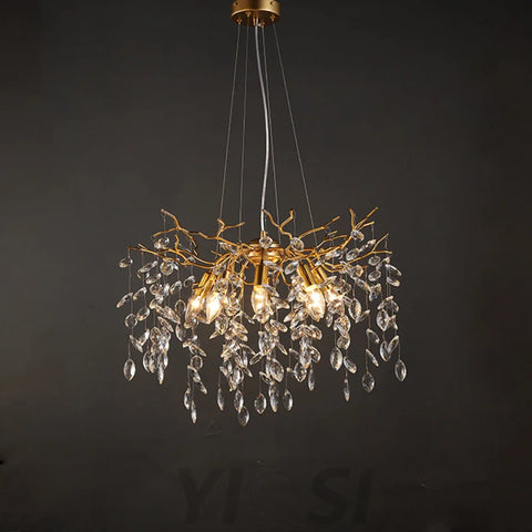 Modern Gold Tree Branch Crystal Chandelier