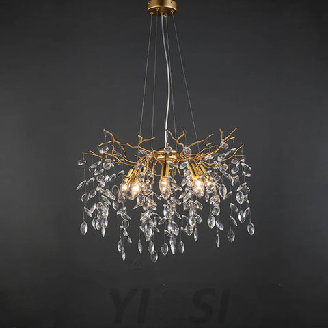 Modern Gold Tree Branch Crystal Chandelier