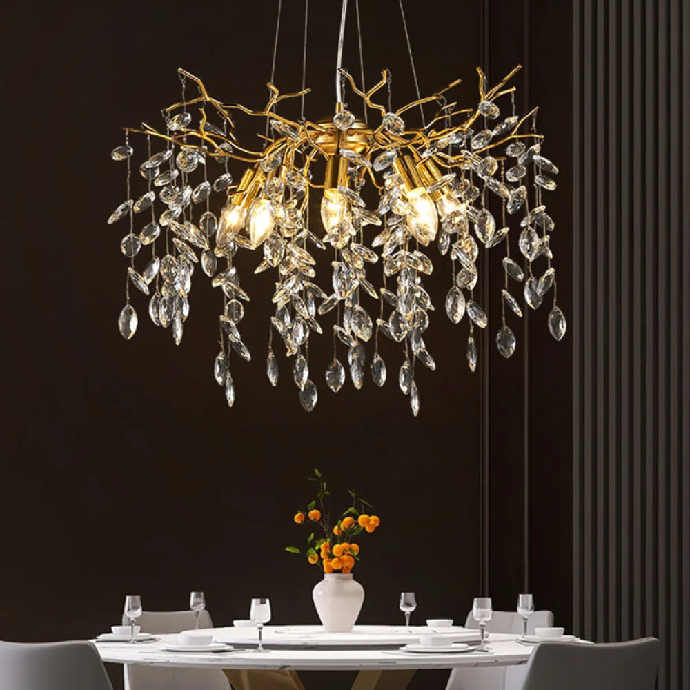 Modern Gold Tree Branch Crystal Chandelier