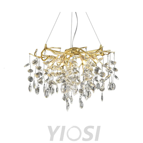 Modern Gold Tree Branch Crystal Chandelier