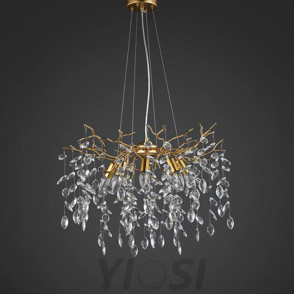 Modern Gold Tree Branch Crystal Chandelier