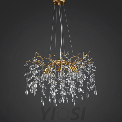 Modern Gold Tree Branch Crystal Chandelier