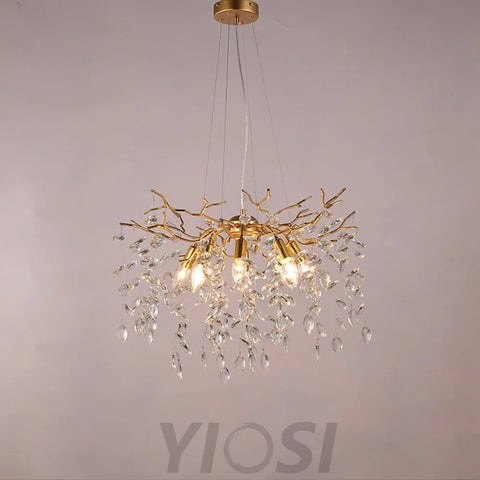 Modern Gold Tree Branch Crystal Chandelier