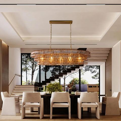 Modern golden amber glass chandelier