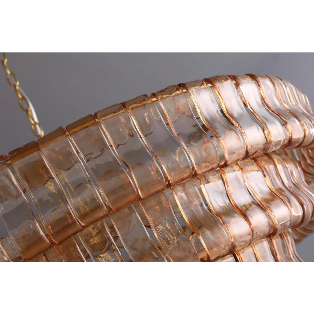 Modern golden amber glass chandelier