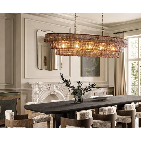 Modern golden amber glass chandelier
