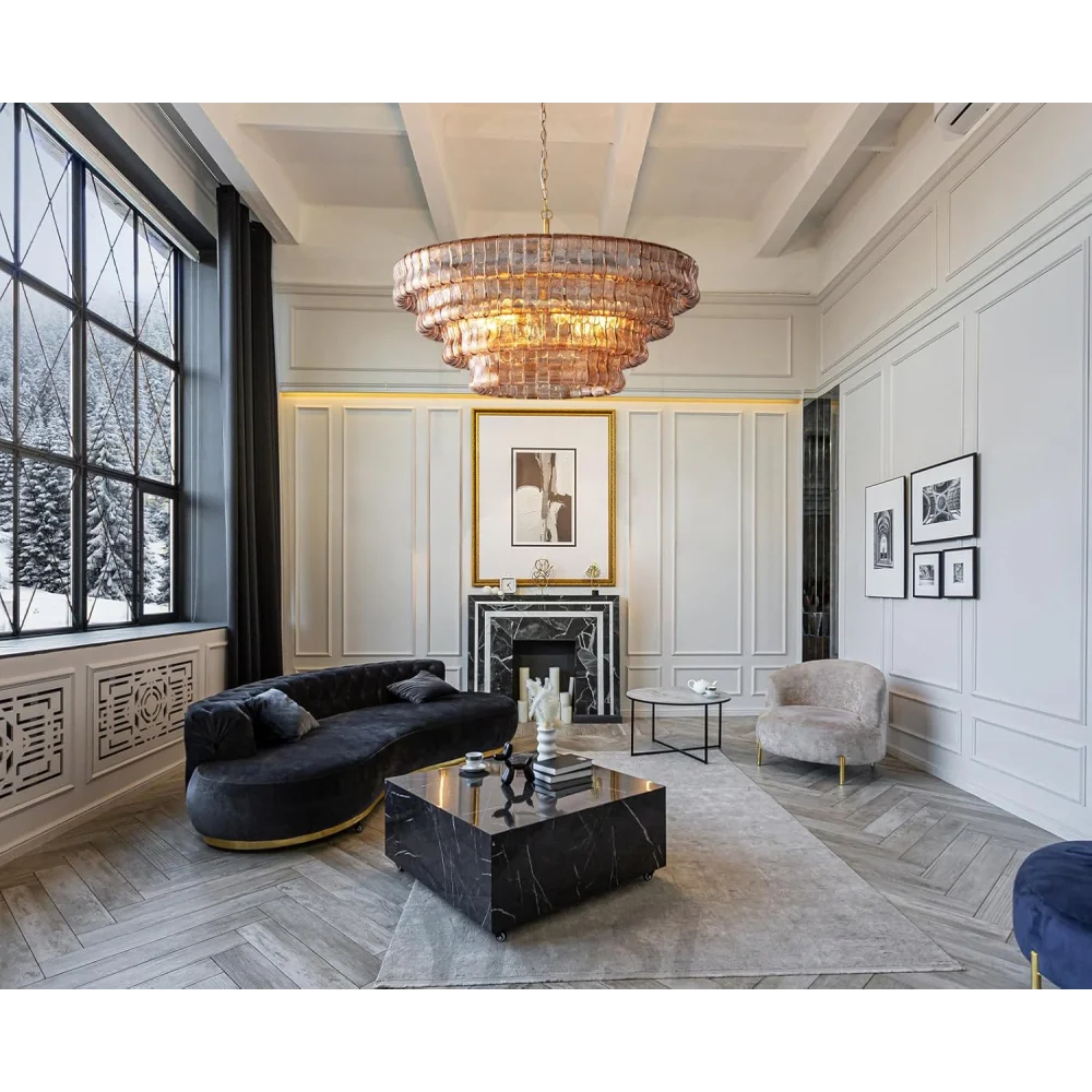 Modern golden amber glass chandelier