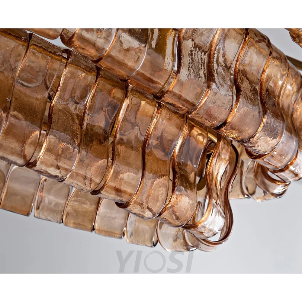Modern golden amber glass chandelier