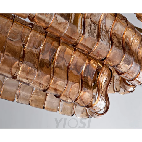 Modern golden amber glass chandelier