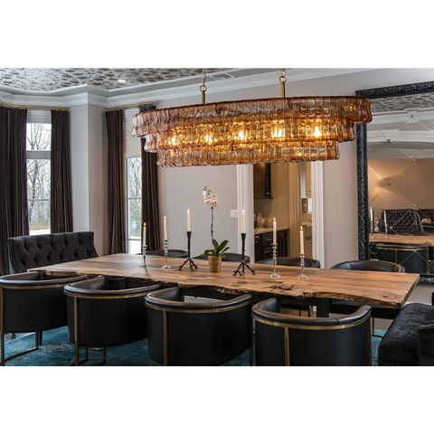 Modern golden amber glass chandelier
