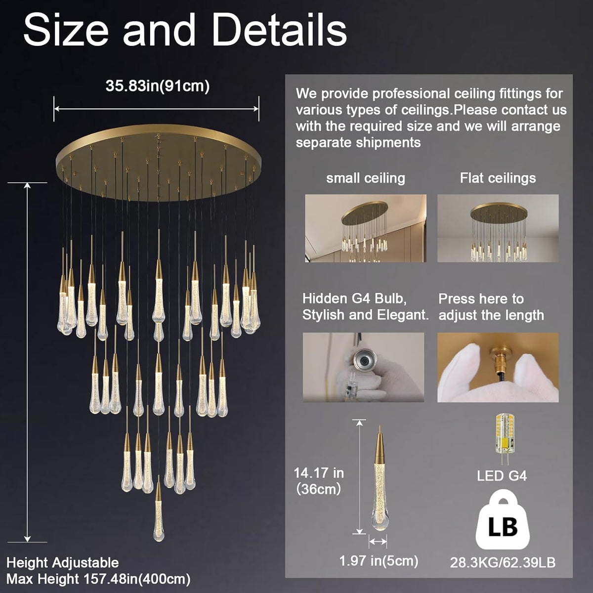 Modern Golden Raindrop Chandelier