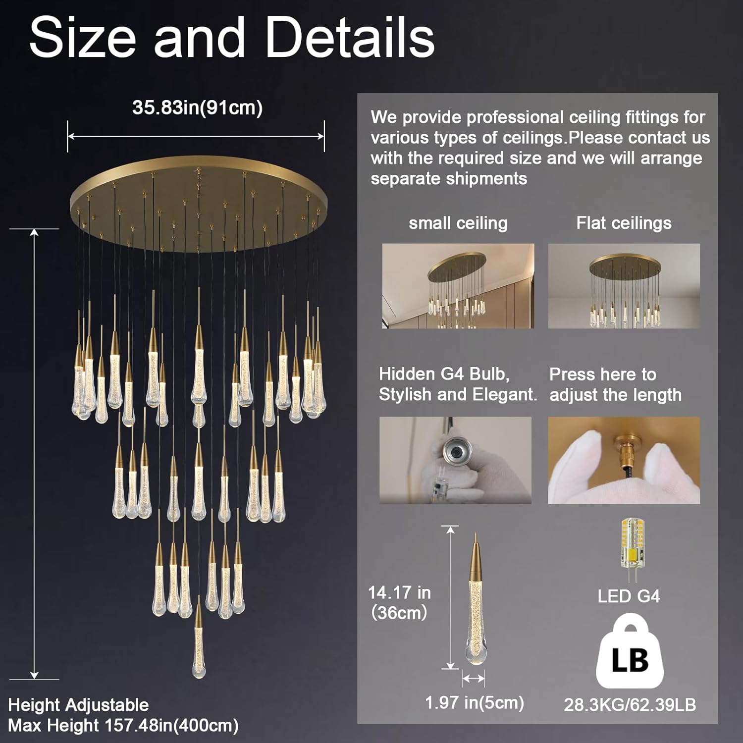Modern Golden Raindrop Chandelier