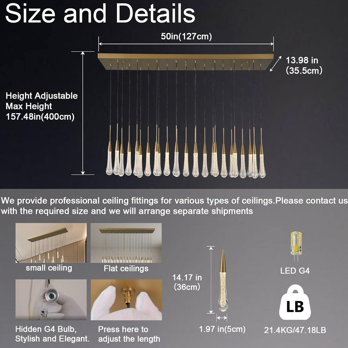 Modern Golden Raindrop Chandelier
