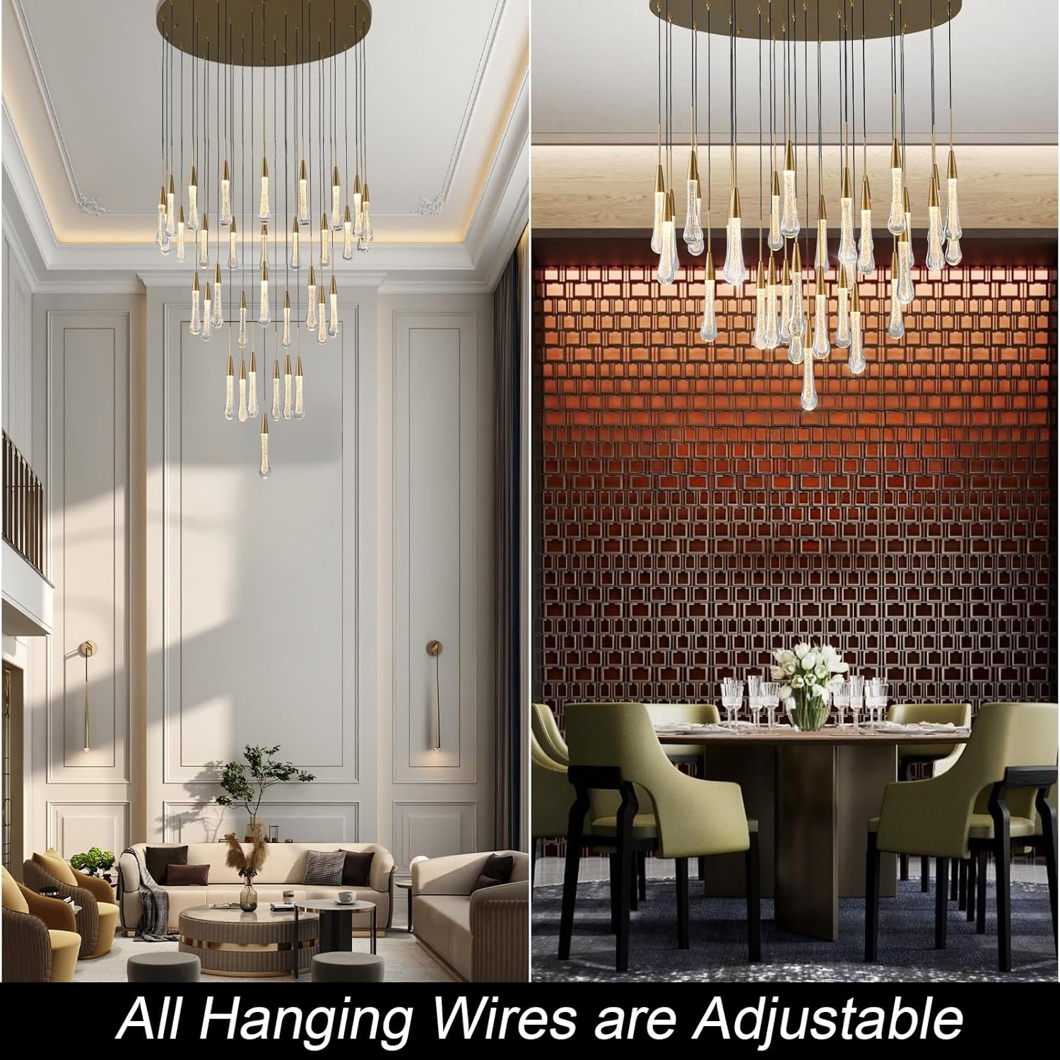 Modern Golden Raindrop Chandelier