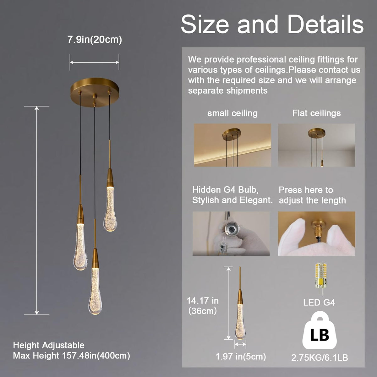 Modern Golden Raindrop Chandelier