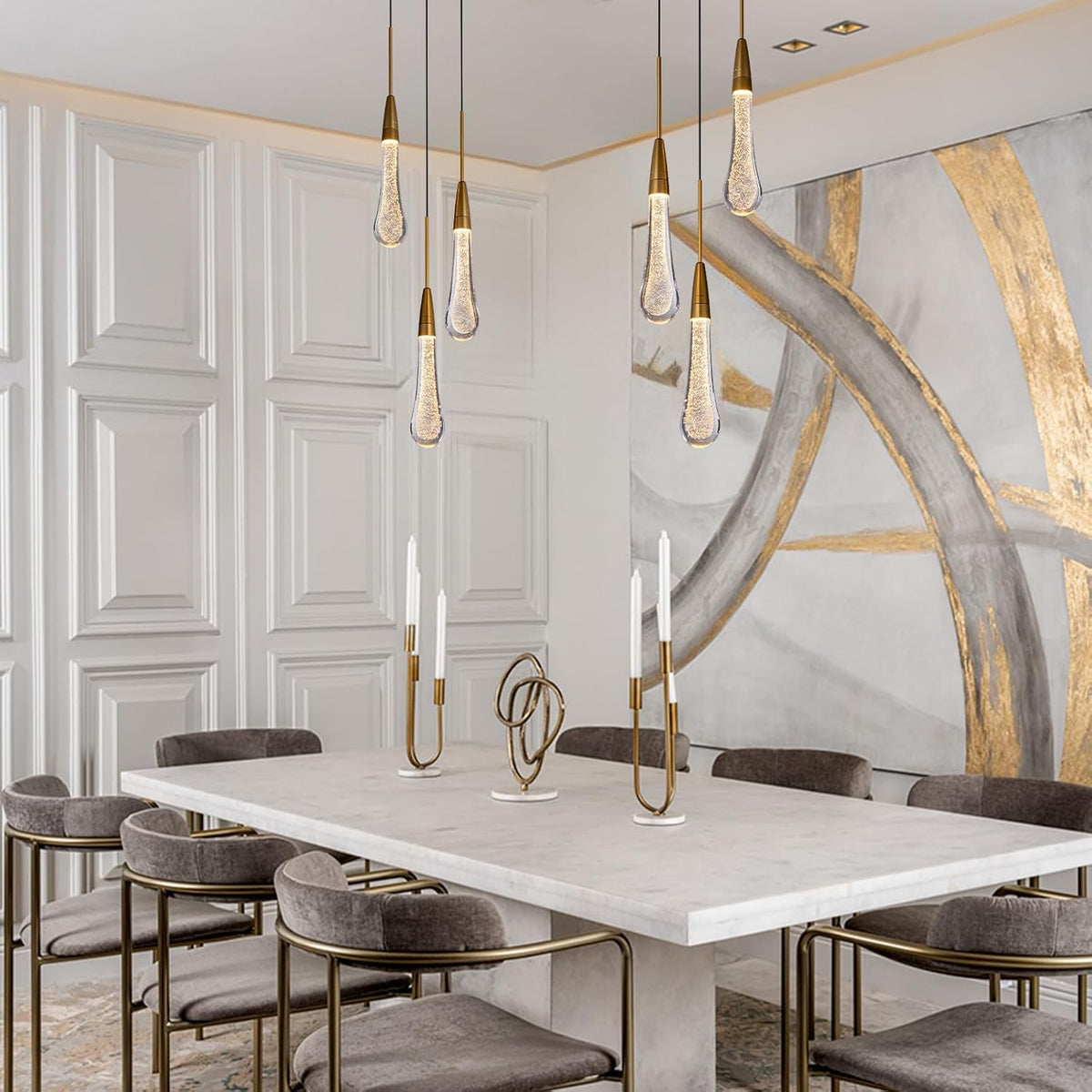 Modern Golden Raindrop Chandelier