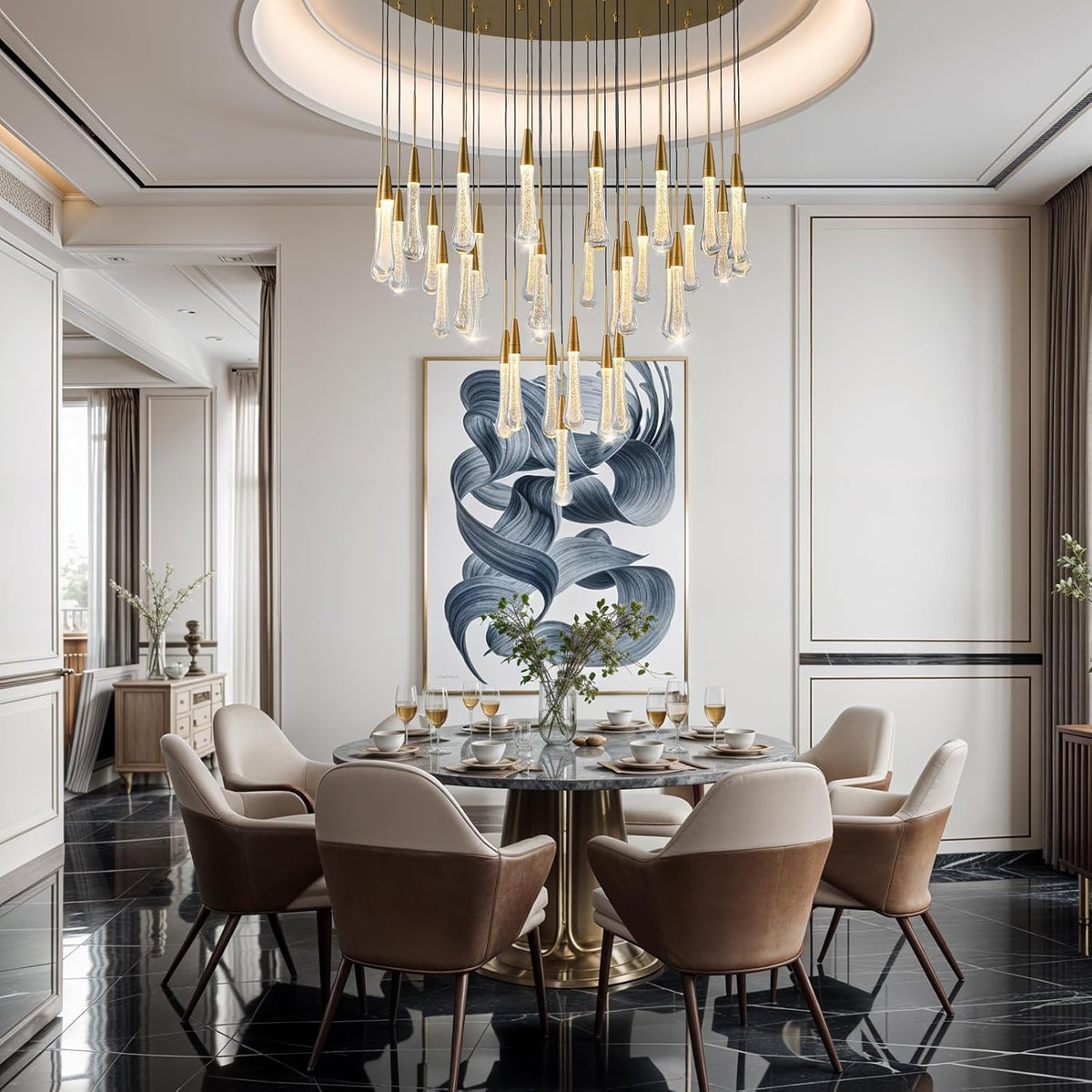 Modern Golden Raindrop Chandelier