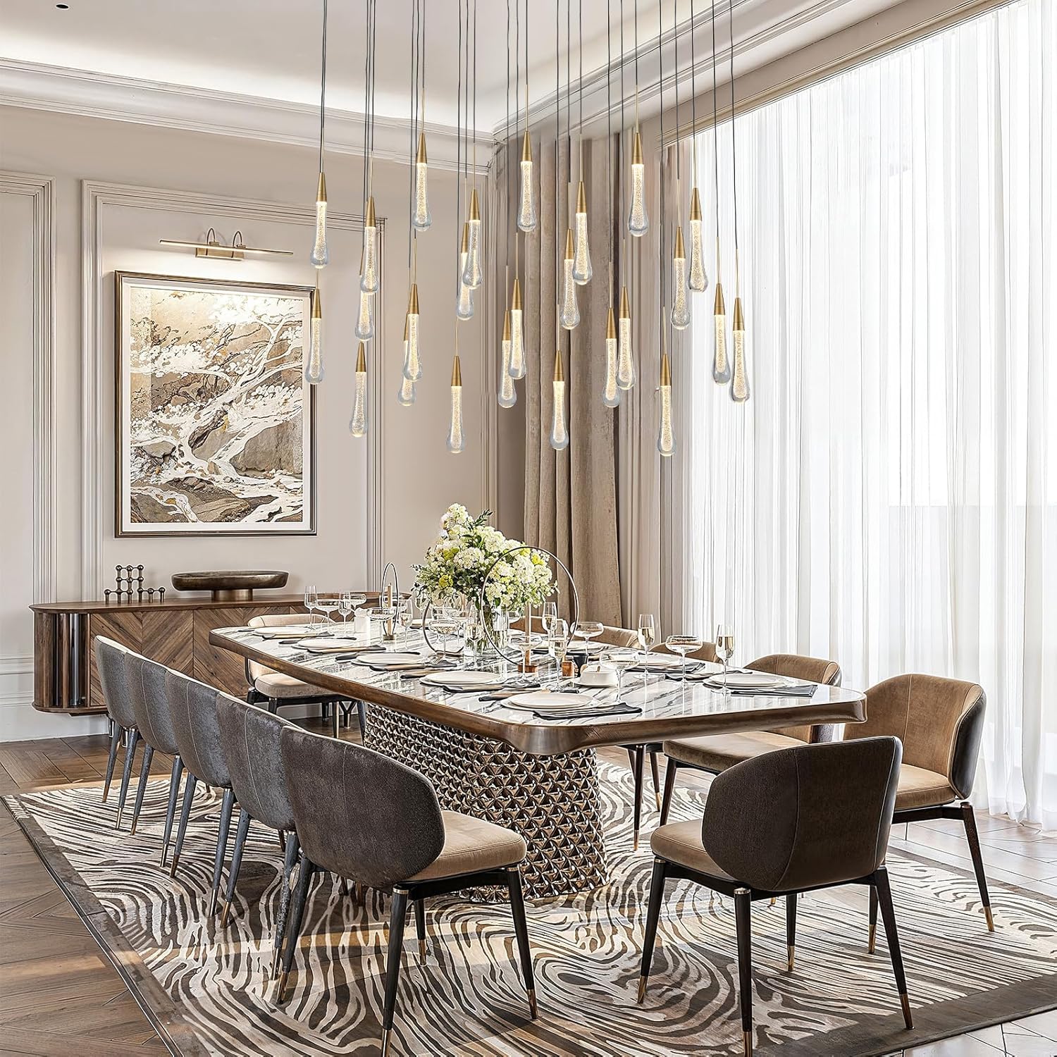 Modern Golden Raindrop Chandelier