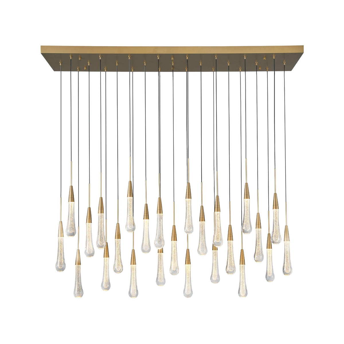 Modern Golden Raindrop Chandelier Rectangular 50’’ × 13.9’’ × 157