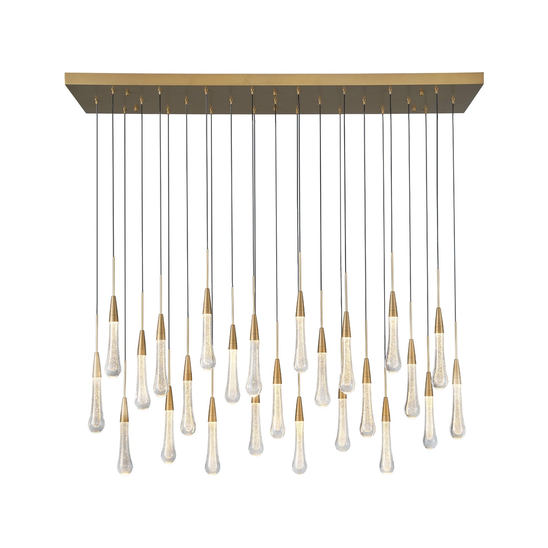 Modern Golden Raindrop Chandelier Rectangular 50’’ × 13.9’’ × 157