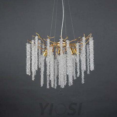 Modern K9 Pendant Crystal Round Chandelier Tree Branch 23.6’’D