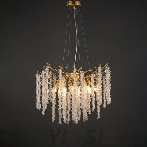 Modern K9 Pendant Crystal Round Chandelier Tree Branch 23.6’’D