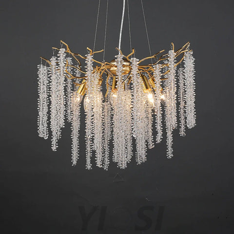 Modern K9 Pendant Crystal Round Chandelier Tree Branch 23.6’’D