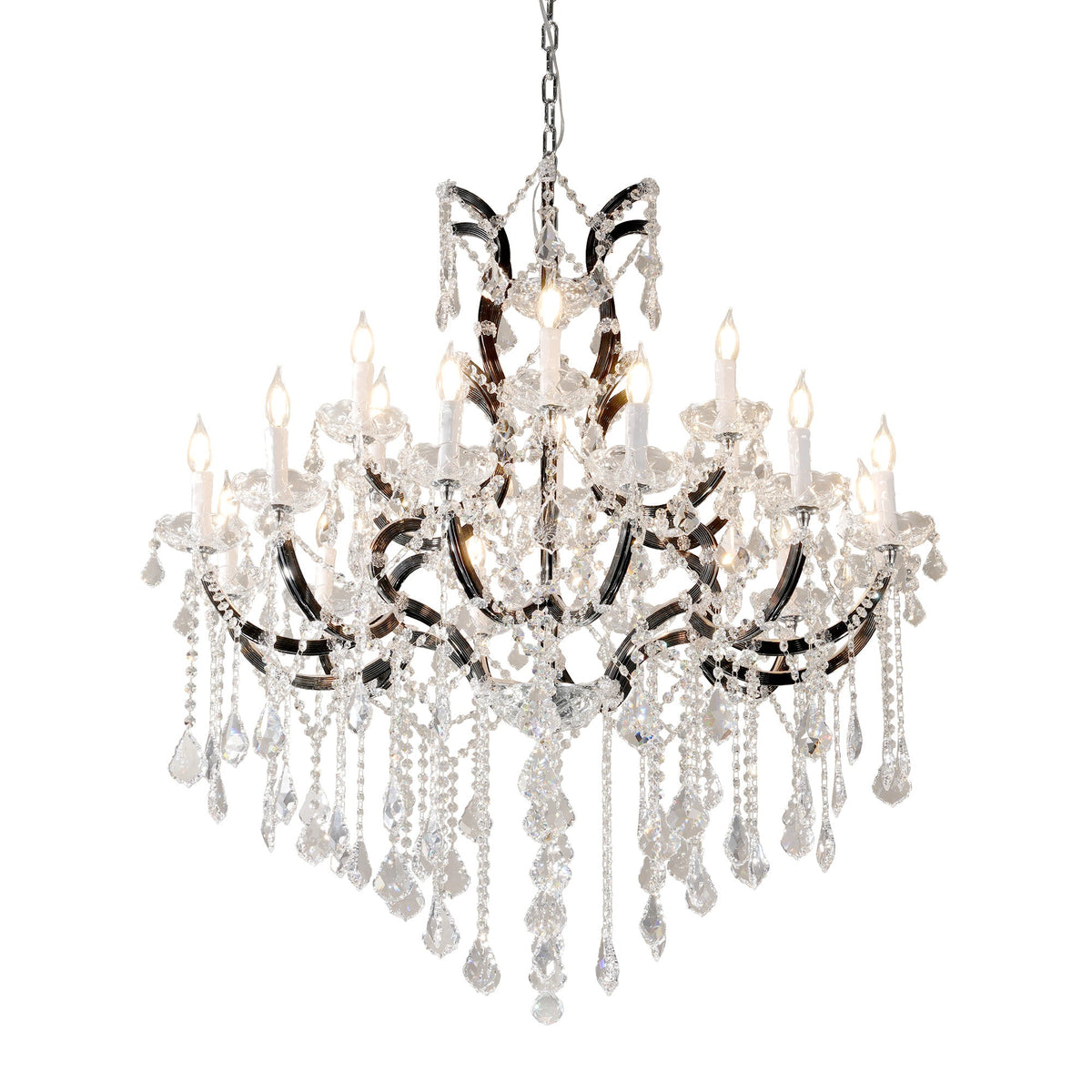 Modern Large Crystal Chandeliers Black / 18 Light