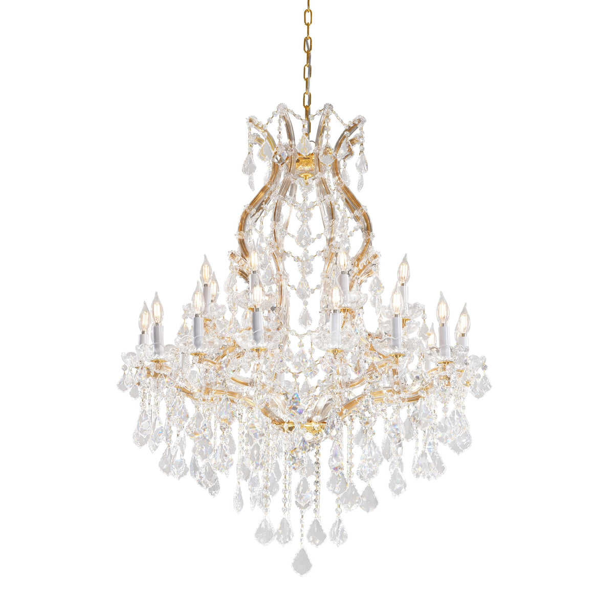 Modern Large Crystal Chandeliers Gold / 24 Light